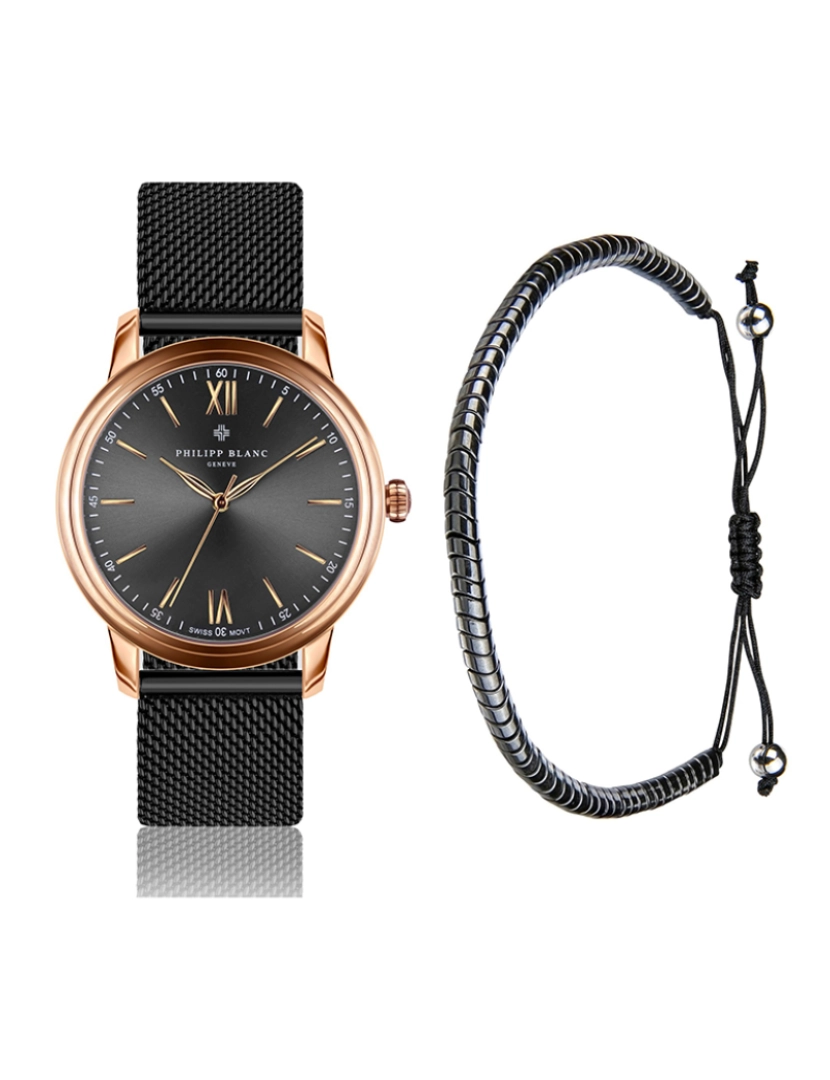 Philip Blanc - Conjunto Relógio + Pulseira Unisexo Rose Gold