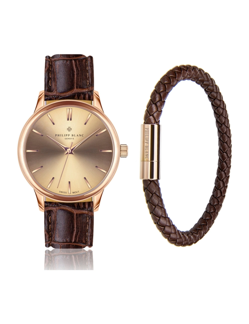 Philip Blanc - Conjunto Relógio + Pulseira Unisexo Rose Gold