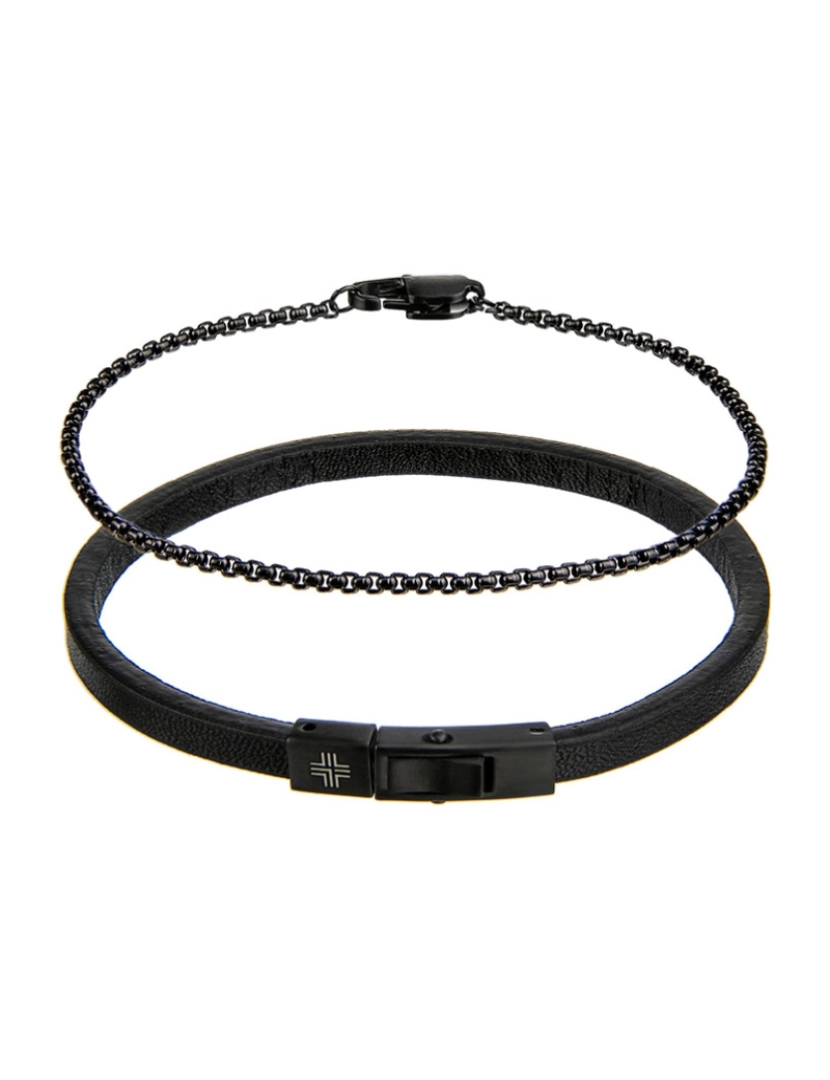 Philip Blanc - Pulseira Philip Blanc Homem Preto e Prateado