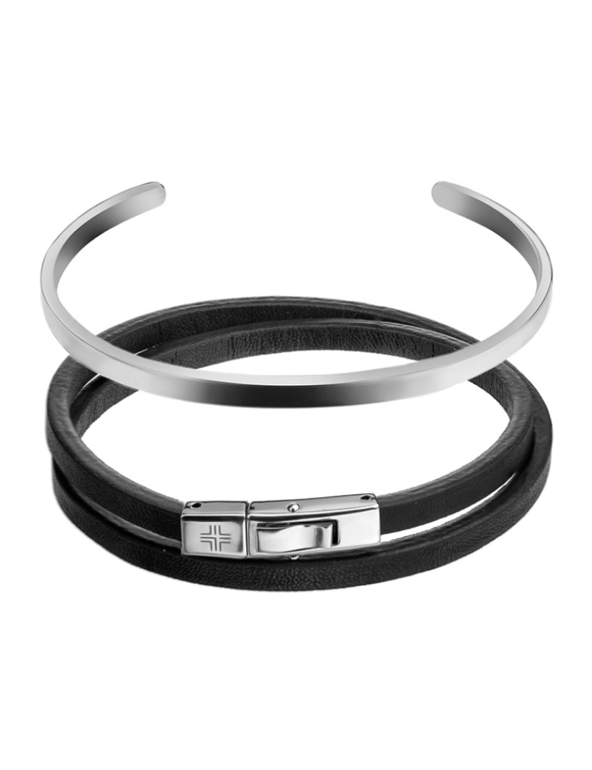 Philip Blanc - Pulseira Philip Blanc Homem Preto e Prateado