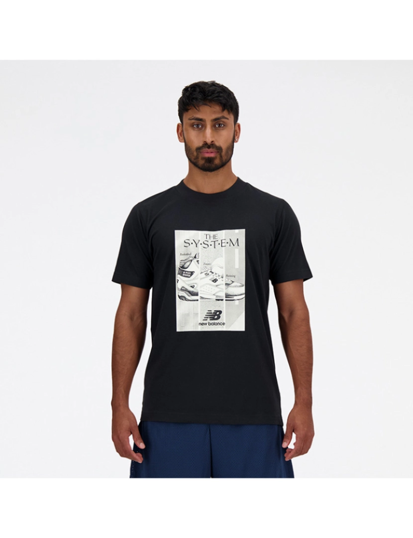 New Balance - Camisola de Homem Preto Sport Essentials Poster T-Shirt