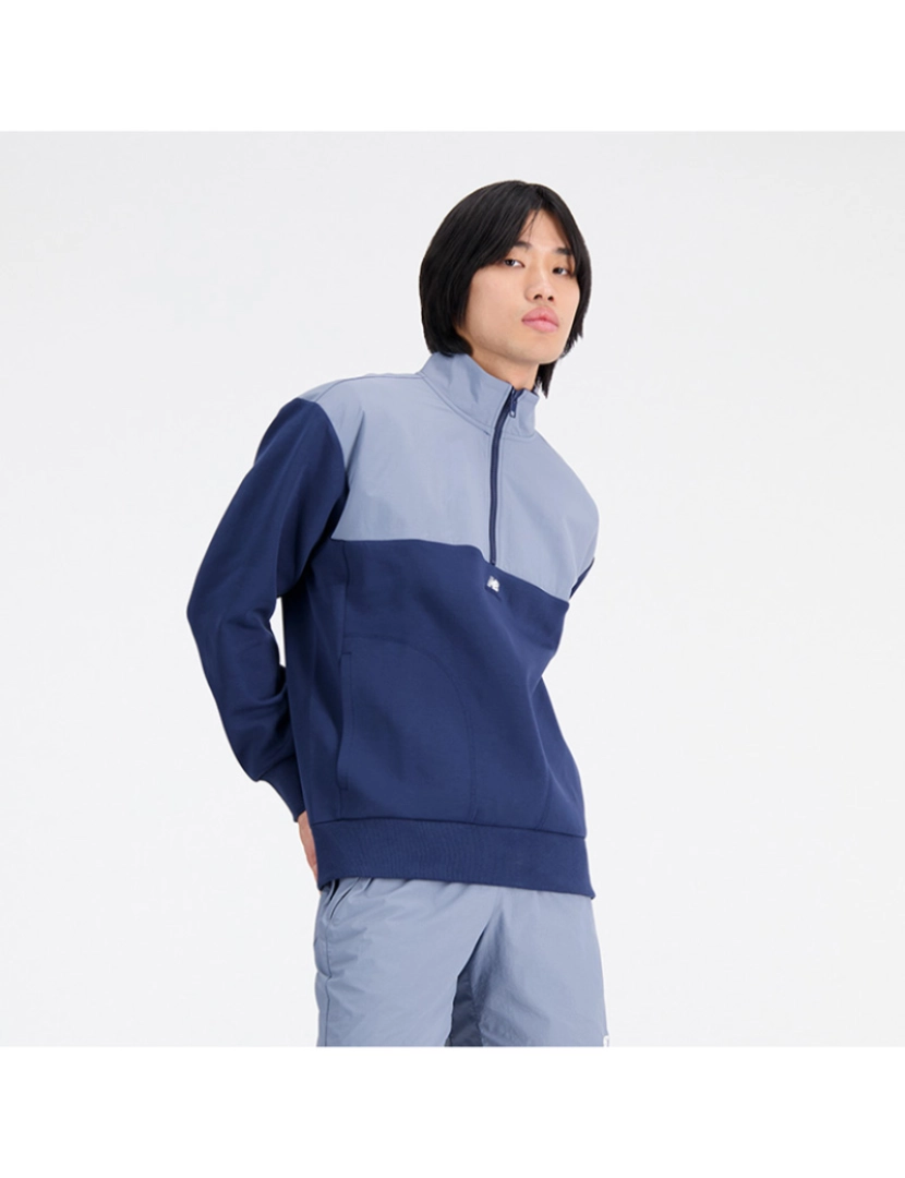 New Balance - Camisola de Homem Azul NB Athletics Tech Fleece Half Zip