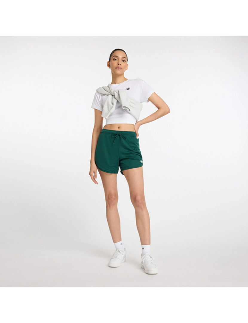 New Balance - Calções de Senhora Verde Athletics Mesh Short