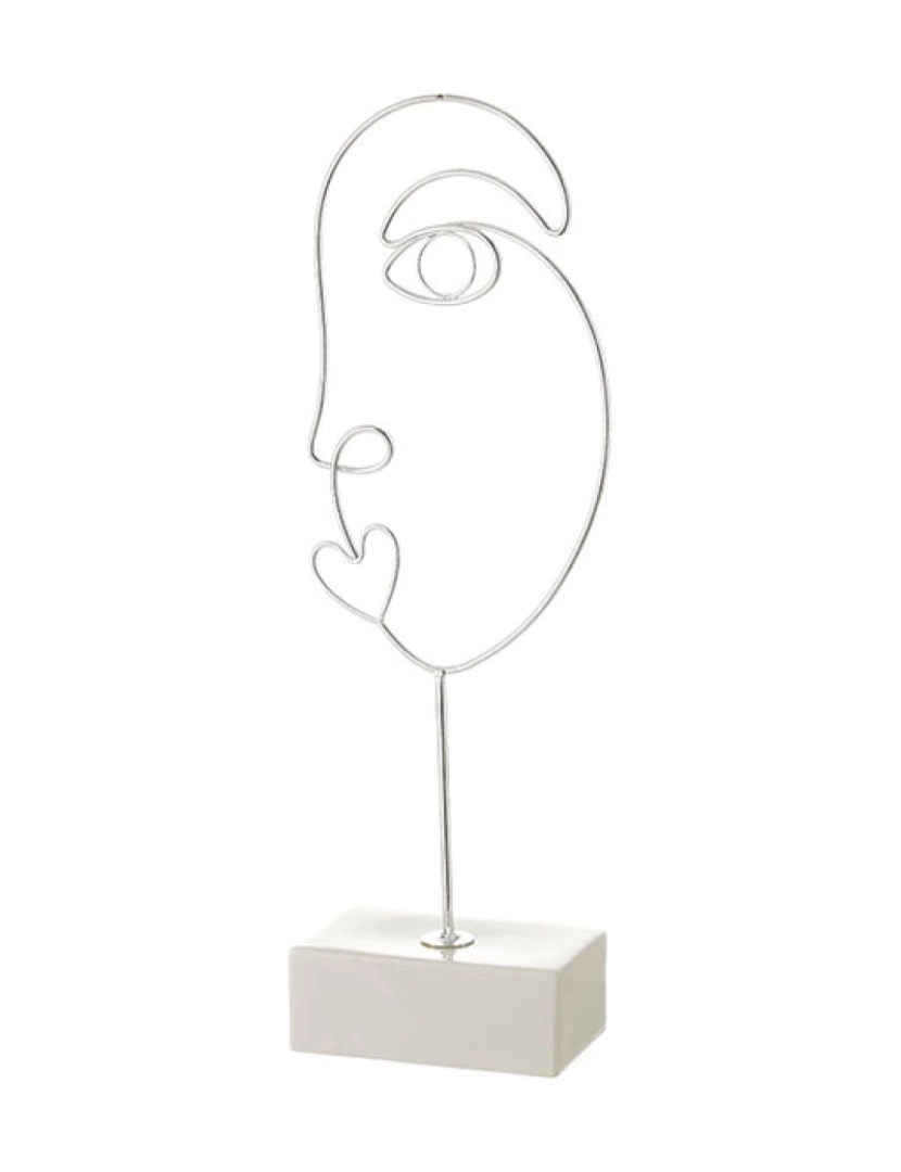 BB - Figura Decorativa Branco Prateado Cerâmica Ferro 15,7 x 8 x 42,9 cm