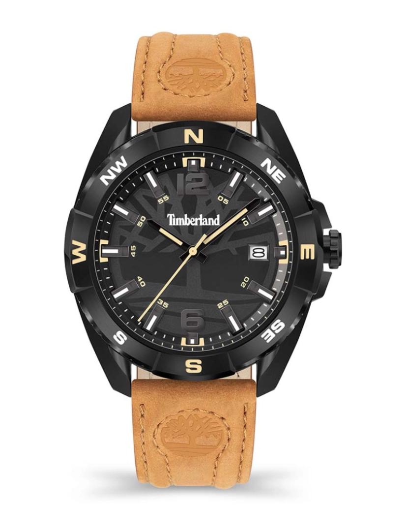 Timberland - Relógio Homem Millinocket Mostrador Preto Bracelete Pele Castanha