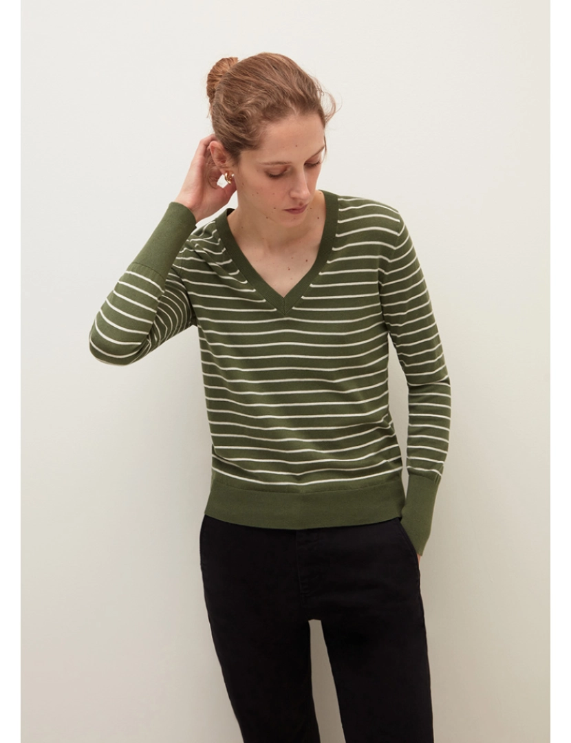 Stefanel - Pullover Senhora Verde e Branco