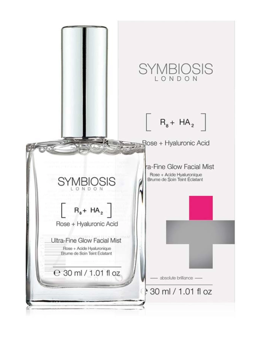 Symbiosis London - [Rosa + ácido hialurônico] Névoa facial com brilho ultrafino