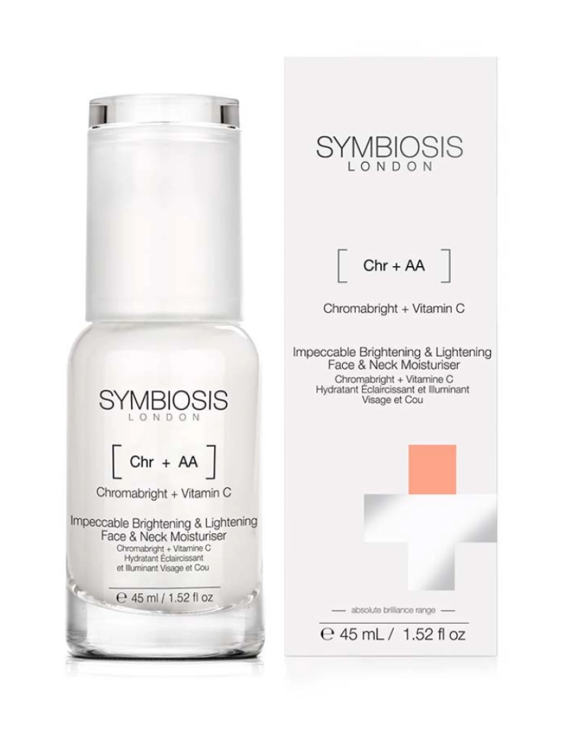 Symbiosis London - [Chromabright + Vitamina C] Hidratante iluminador e iluminador impecável para rosto e pescoço