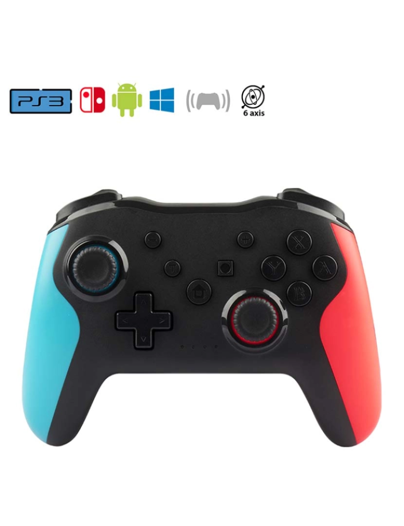 DAM - Controlador sem fio com conexão Bluetooth. Funções TURBO, giroscópio de 6 eixos e vibração. Compatível com N-SWITCH, PS3, PC, Smartphones...