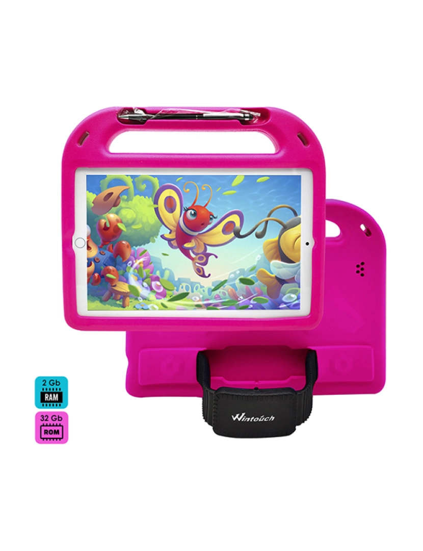 DAM - Tablet infantil K13 3G WiFi. Sistema operacional Android 7.0. Tela 10'' 1280x800px. MTK6592 Octa Core 1,7 GHz, 2 GB de RAM + 32 GB. Câmara dupla.