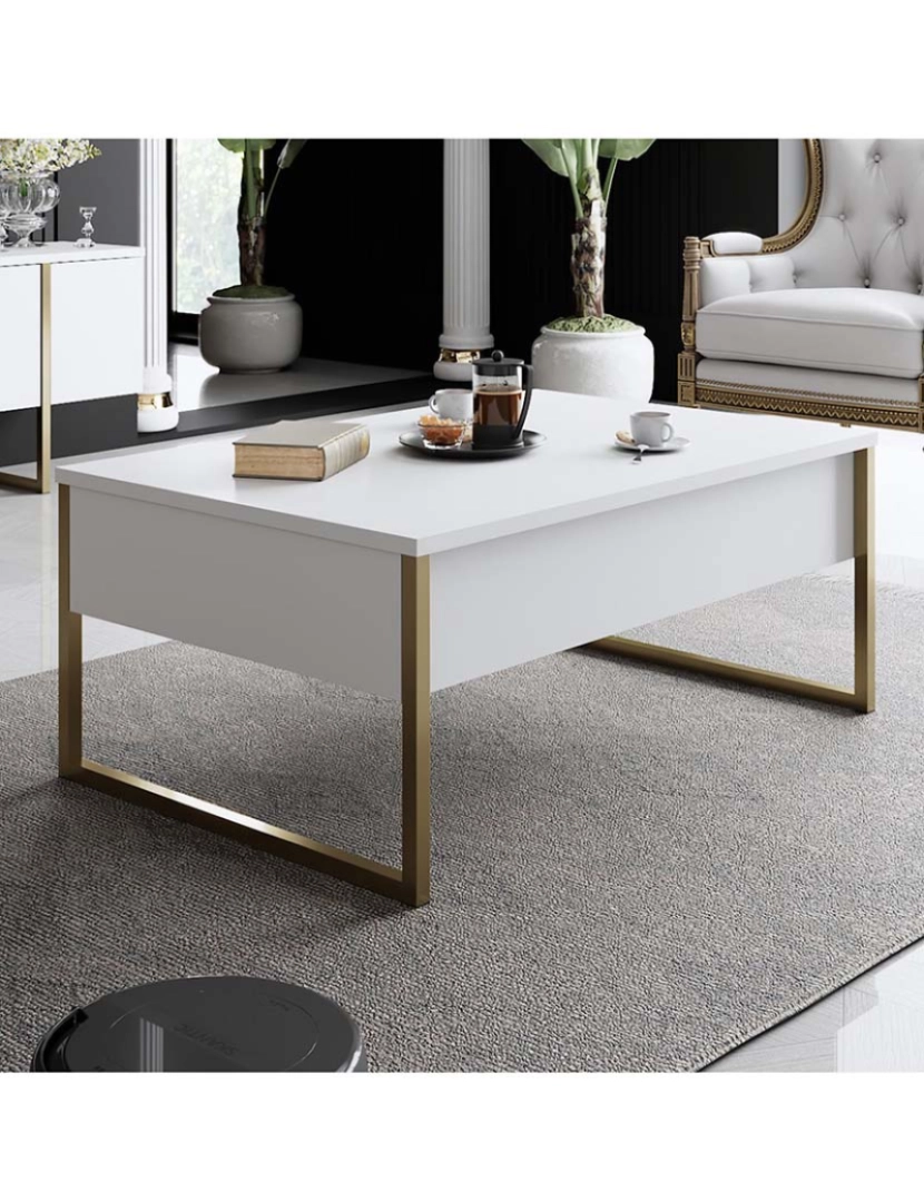 ASR - Mesa Centro Luxe Branco Dourado