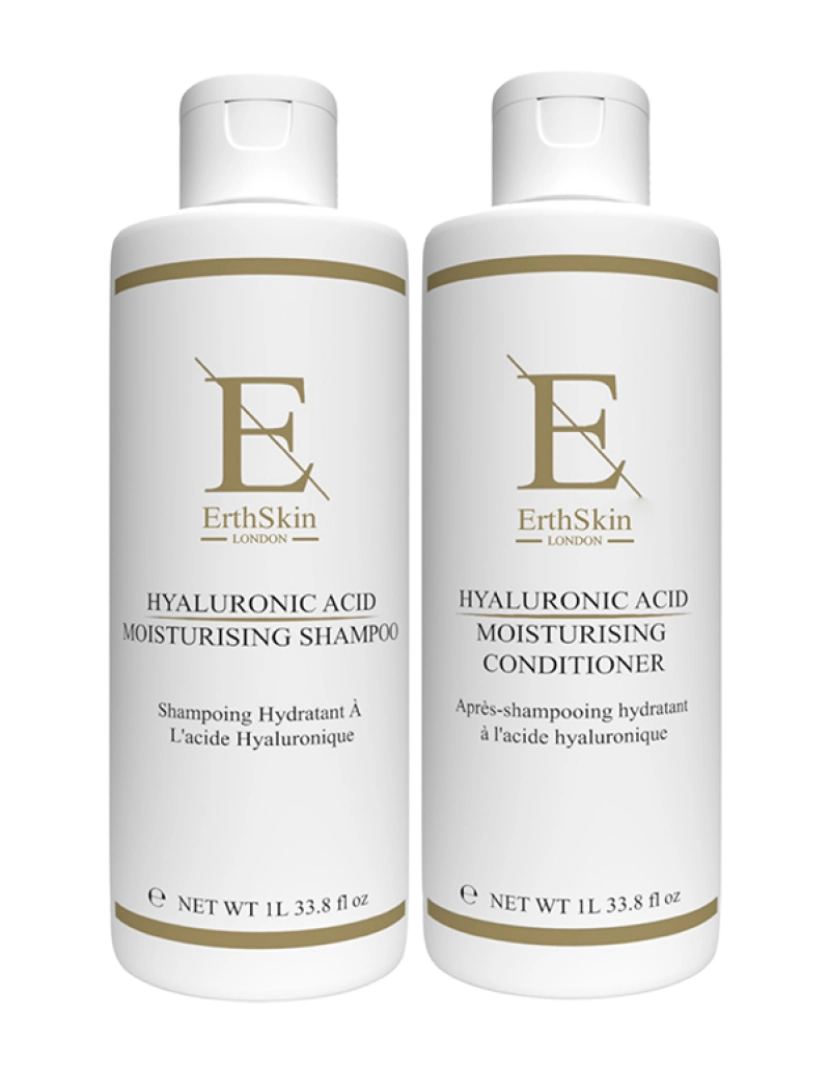 Erth Skin London - Shampoo Hyaluronic Acid Moisturising 1L + Condicionador Hyaluronic Acid Moisturising 1L