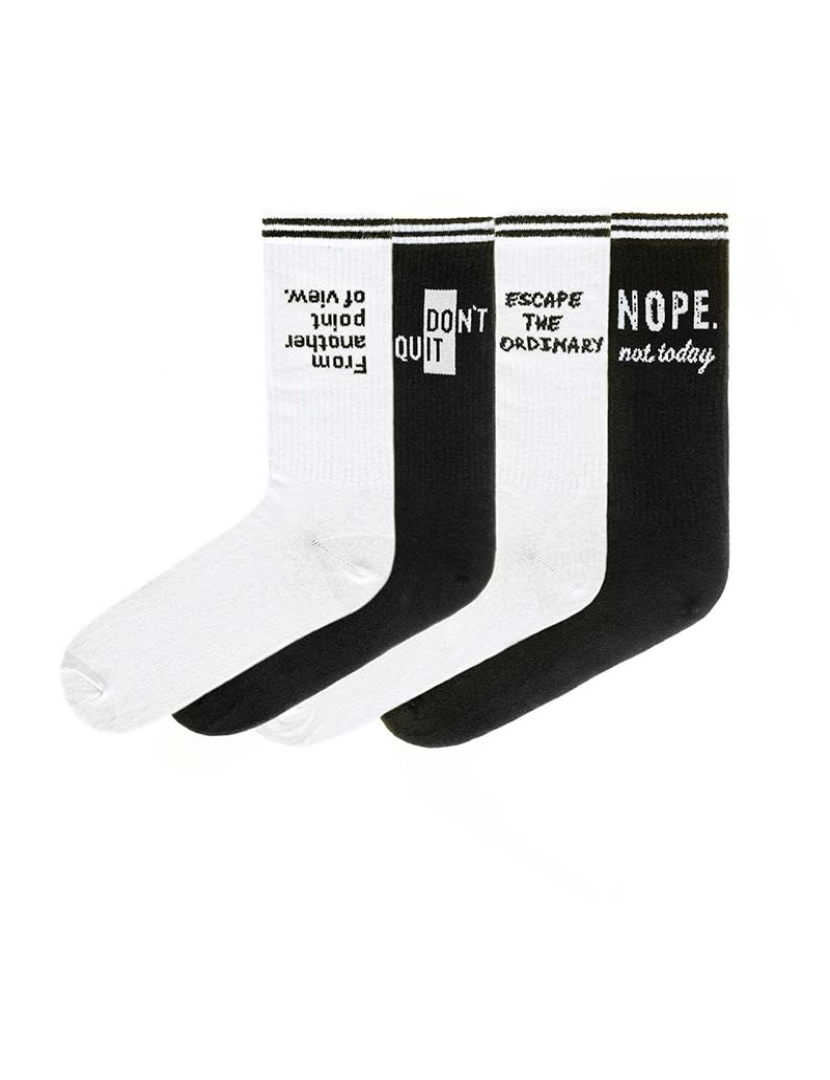 Funky Steps - 4 Pares de Meias Women Black and White