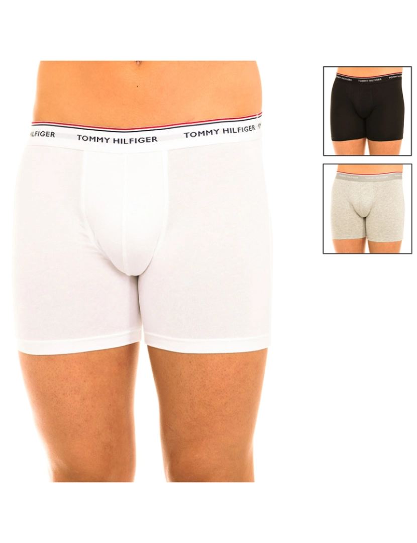 Tommy Hilfiger - Pack 3 Boxers Homem Preto e cinza e branco