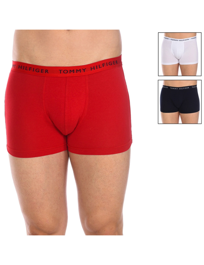 Tommy Hilfiger - Pack 3 Boxers Homem Branco-Vermelho-Preto