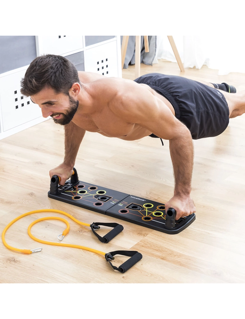 Innovagoods - Prancha de flexões push-up com fitas de resistência de guia de exercícios Pulsher InnovaGoods