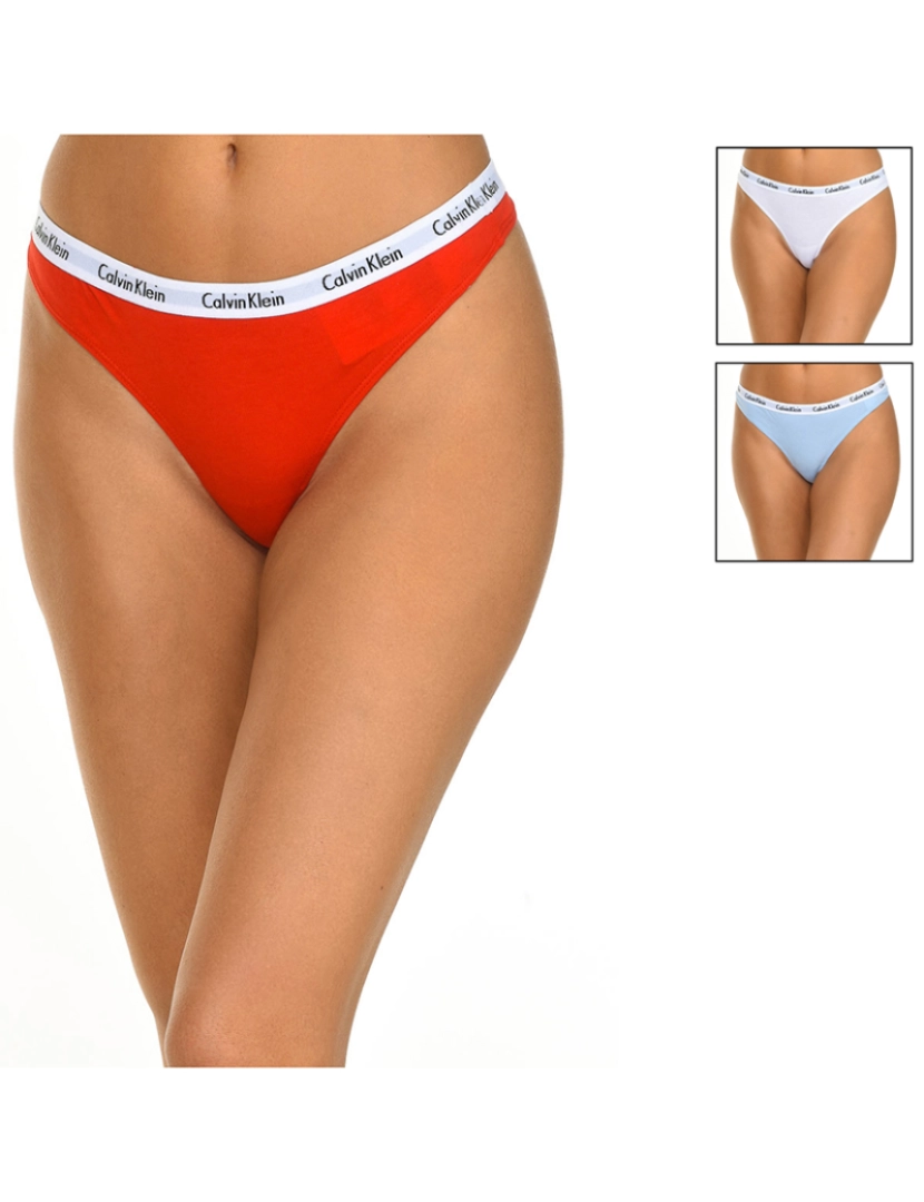 Calvin Klein - Pack 3 Tangas Senhora Branco-celeste-Vermelho