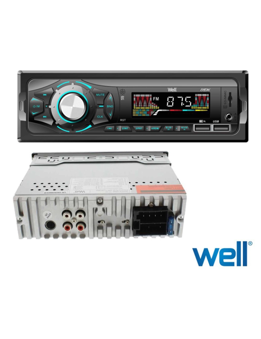 Well - Auto-Rádio Mp3 Wma 4x40W C/ FM/AUX/SD/USB/BT                