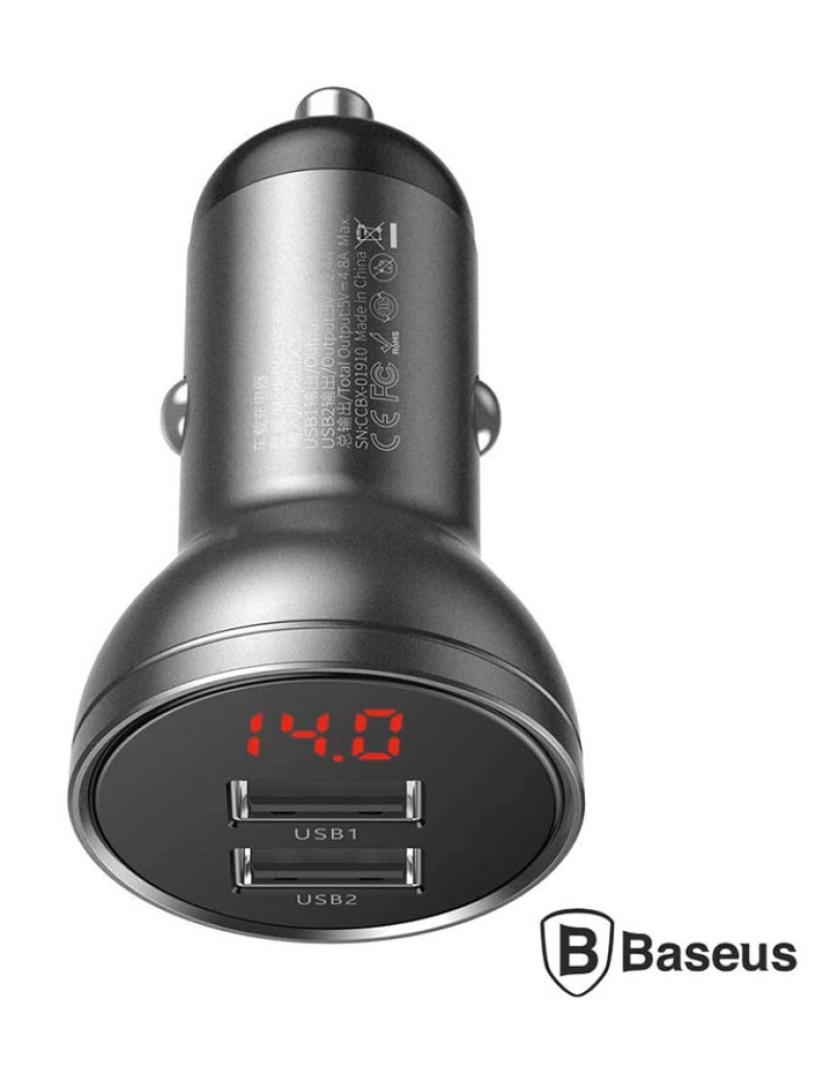 Baseus - Adaptador Isqueiro 12/24V 2x USB 5V 4.8A 24W BASEUS         