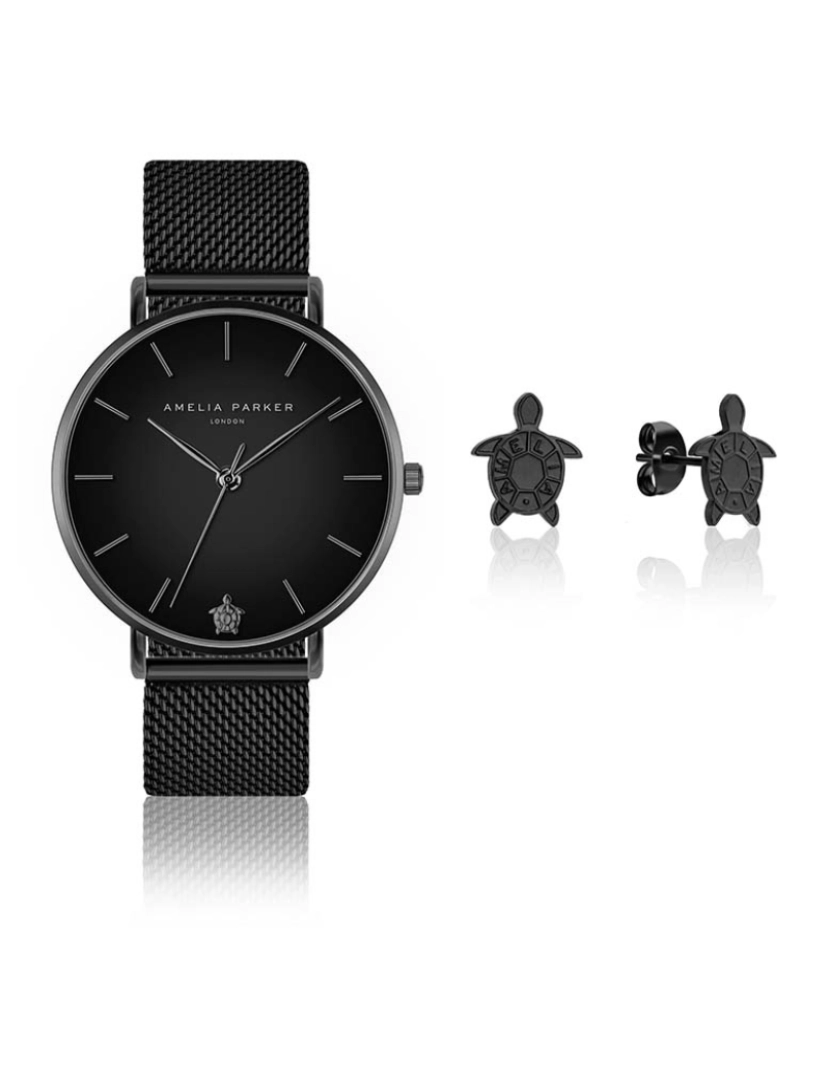 Amelia Parker - Conjunto relógio e brincos Jet Black 38mm