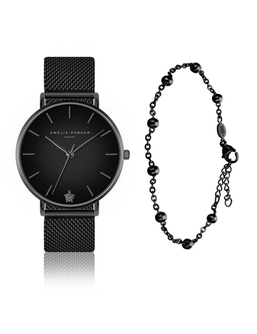 Amelia Parker - Conjunto relógio e pulseira Jet Black 38mm