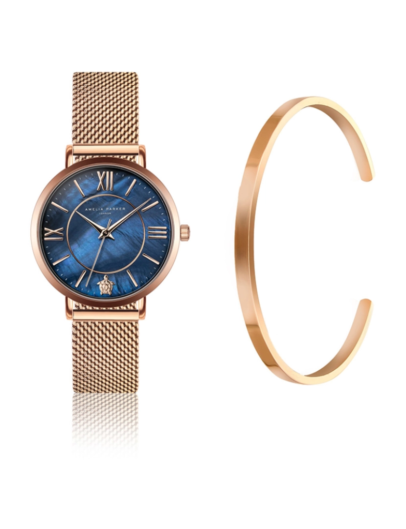 Amelia Parker - Conjunto relógio e pulseira Petite Blue 32mm