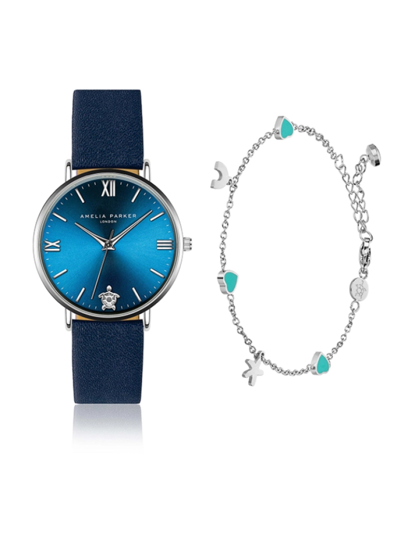 Amelia Parker - Conjunto relógio e pulseira Blue Lagoon 38mm