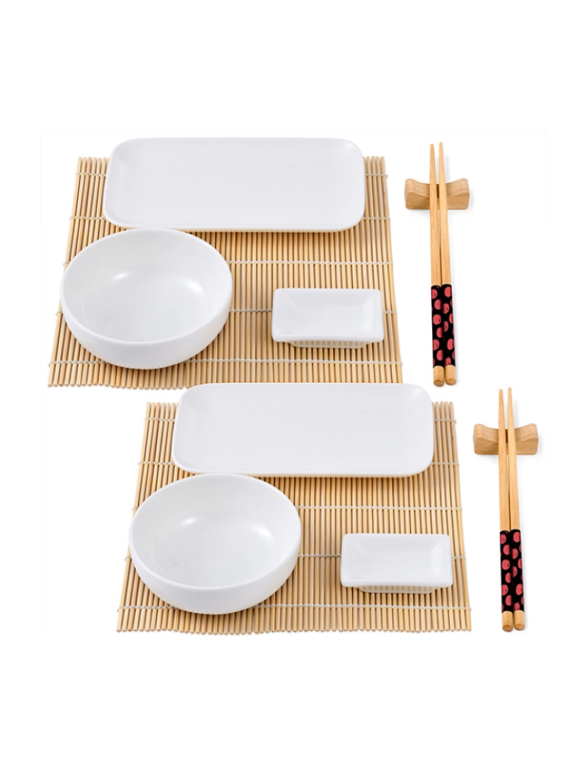 Bergner - Conjunto de sushi de 12 peças (porcelana + bambu + madeira) colecção bergner foodies