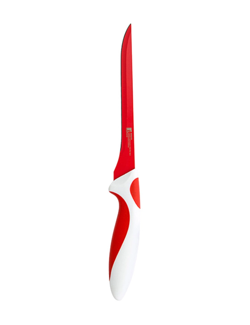 Bergner - Faca de desossar com revestimento cerâmico branco e vermelho 16,5 cm