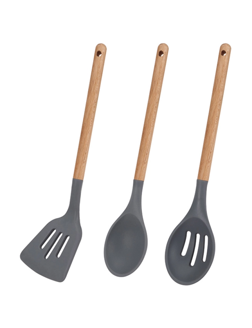 San Ignacio - Conjunto de 3 peças de utensílios de cozinha de silicone de madeira, colecção daimiel