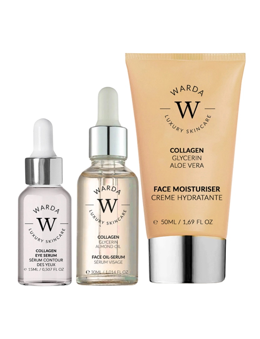 Warda Skincare - COLLAGENSKIN LIFTER BOOST OIL SERUM 30ml + SKIN LIFTER BOOST COLLAGEN MOISTURIZER 50ml + SKIN LIFTER BOOST COLLAGEN EYE SERUM 15ml