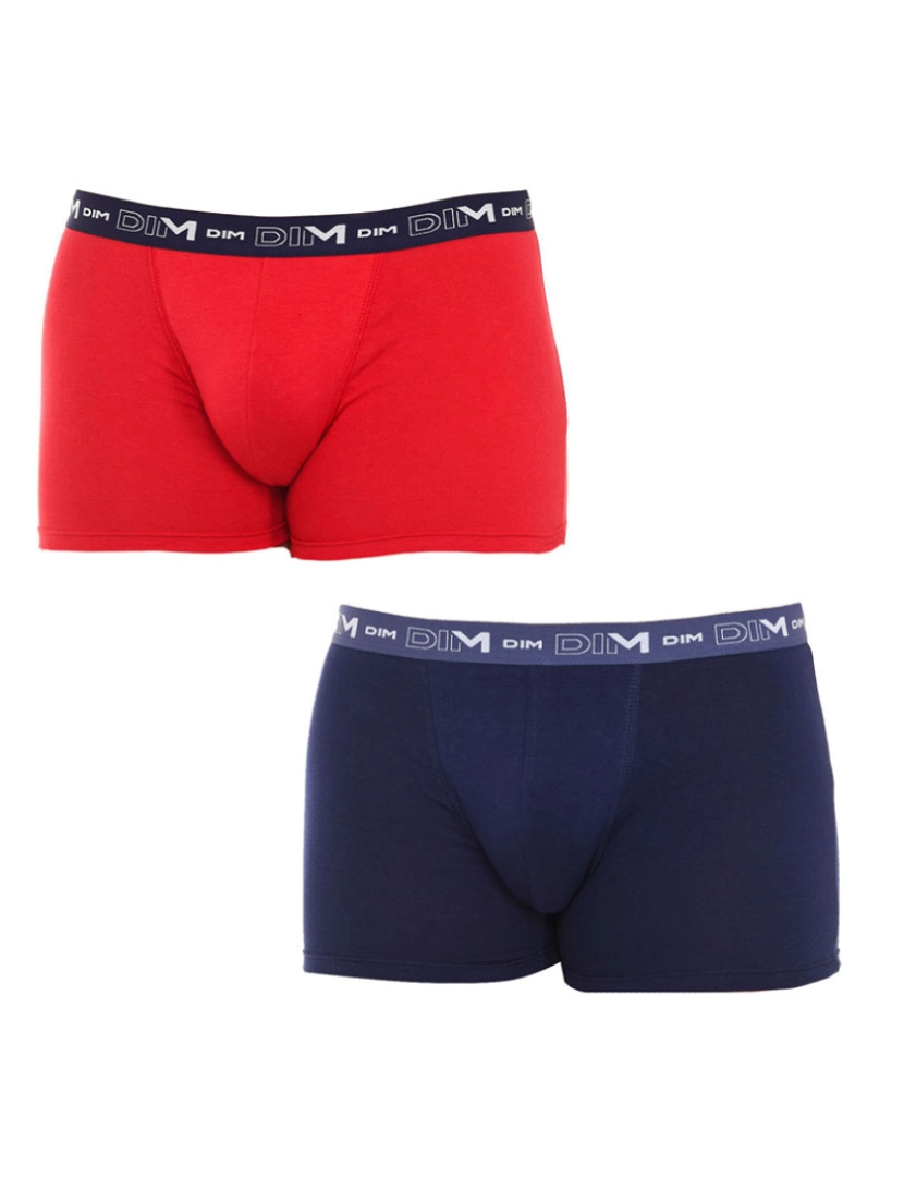 DIM - Pack 2 Boxers Cotton Streech Homem Azul Marinho e Vermelho