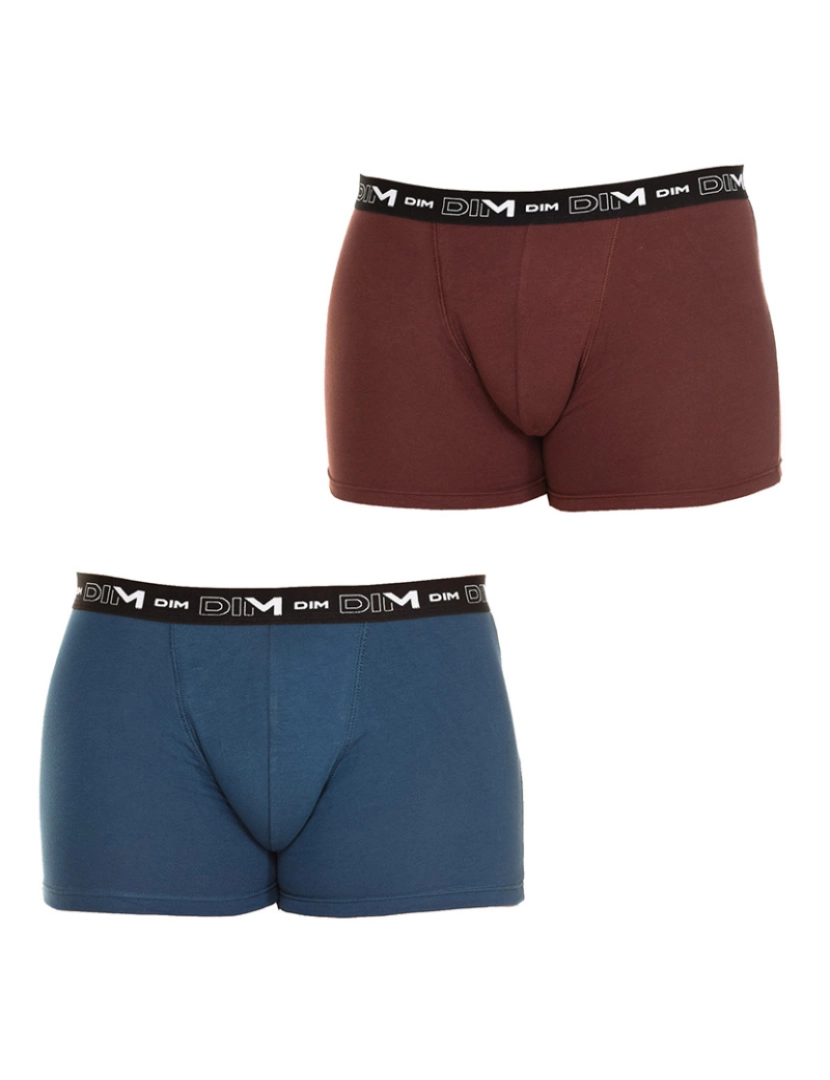 DIM - Pack 2 Boxers Cotton Streech Homem Castanho e Azul Oceano