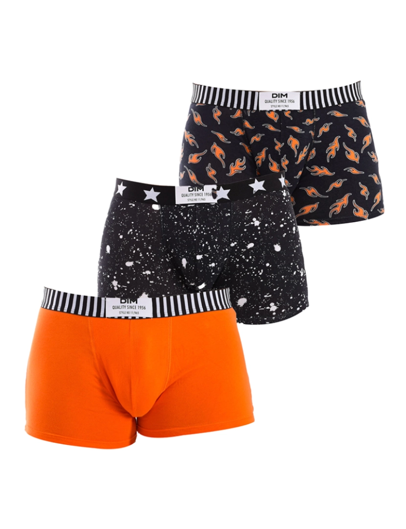 DIM - Pack 3 Boxers Homem Laranja e Preto