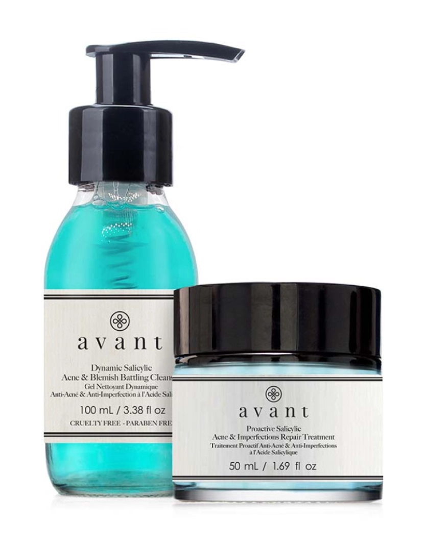 Avant Skincare - Conjunto De Princípios Básicos De Defesa Contra Acne: (2 Unidades): Tratamento Proativo De Reparo Salicílico Para Acne E Imperfeições + Limpador Salicílico Dinâmico Para Combate A Acne E Manchas