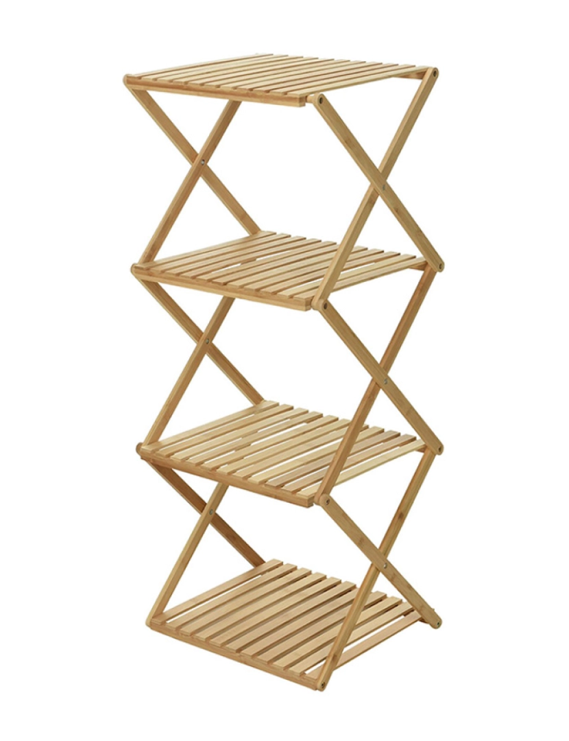 WellHome - Bem prateleira de armazenamento doméstico com 4 prateleiras em bambu h.93,5cm