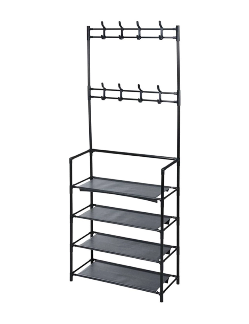 WellHome - Cabide Well home com estrutura em ferro com acabamento preto, com 4 prateleiras de organização h.155cm