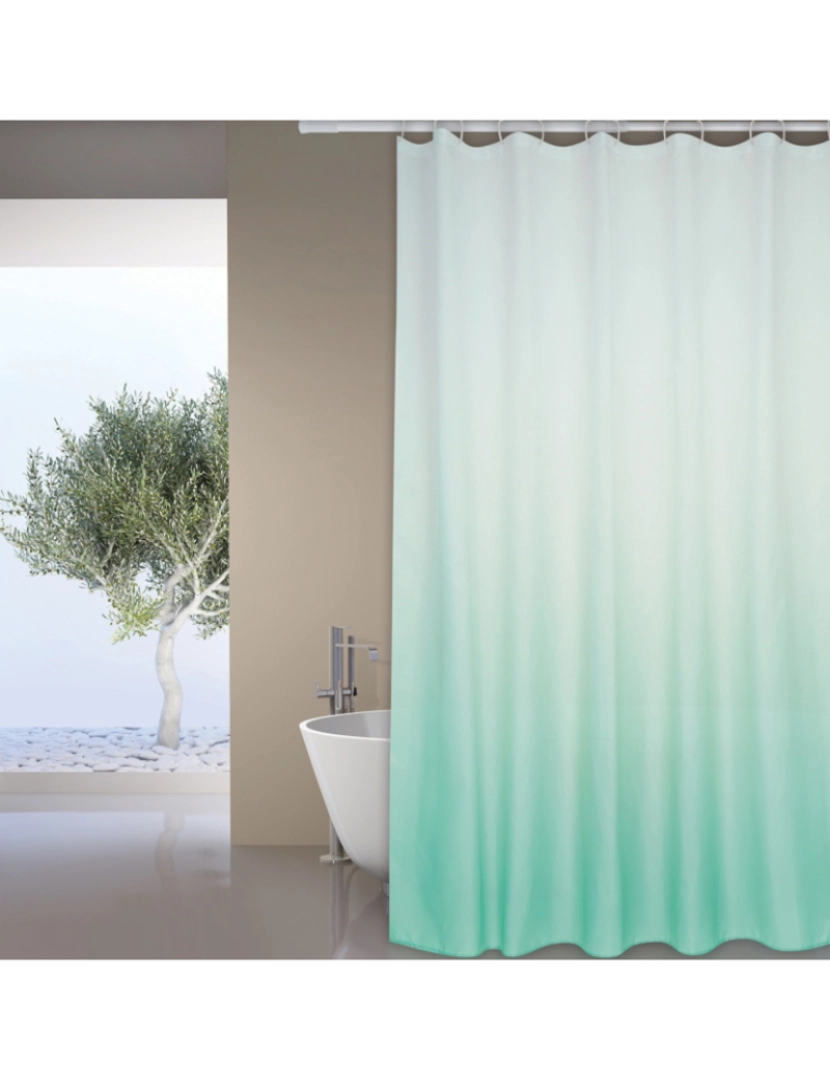 WellHome - Cortina de banheiro em PVC açúcar MSV verde 180 x 200 cm