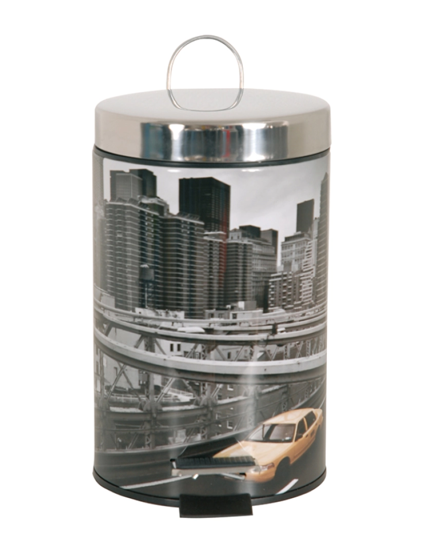 WellHome - Lixeira 3l com tampa msv new york aço inoxidável 16,5 x 25,6 cm