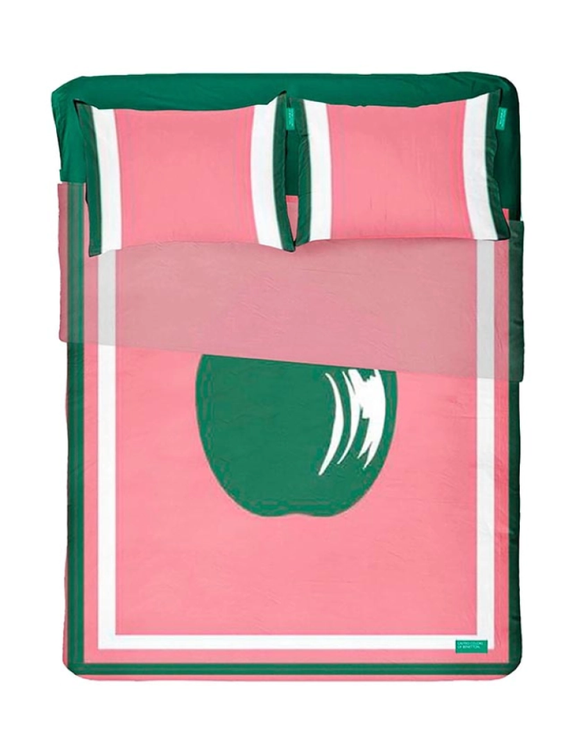 Benetton - Conjunto de lençol de casal 4 unidades: lençol plano (180x290cm c/bainha simples 5cm) + lençol justo (120x200+aba 25cm) + 2 fronhas (50x80cm)