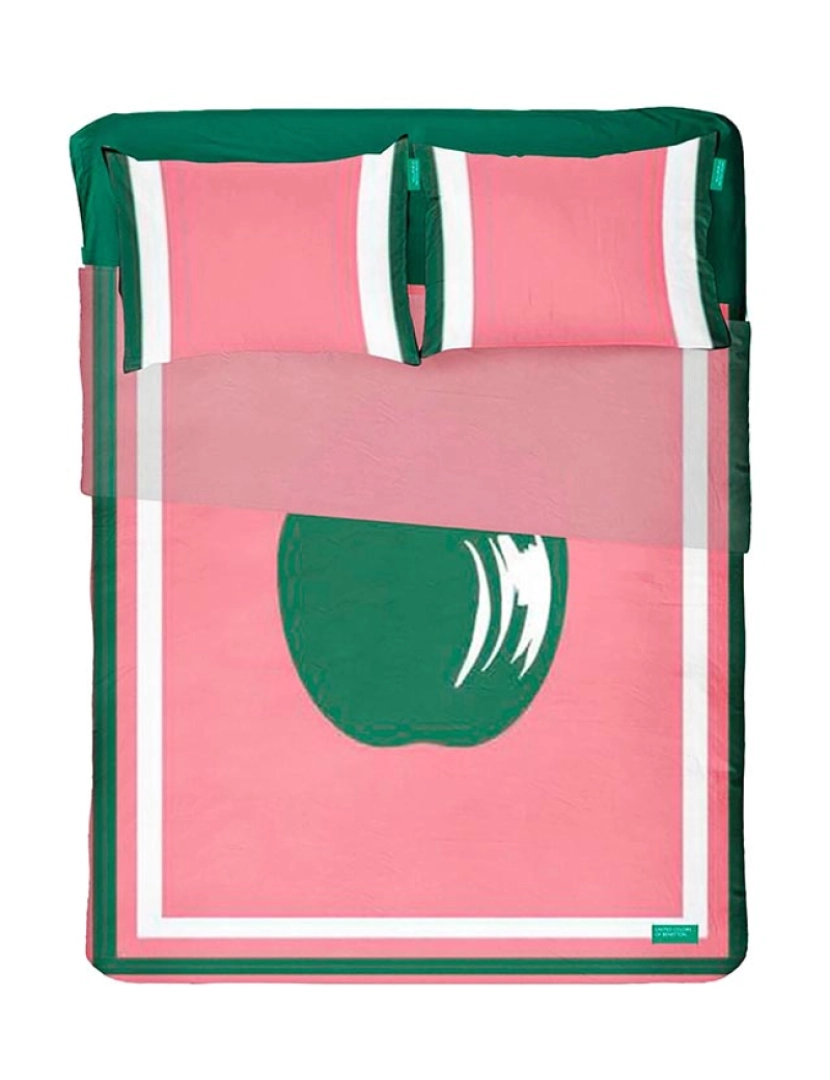 Benetton - Conjunto de lençol de casal 4 unidades: lençol plano (240x240cm c/bainha simples 5cm) + lençol justo (160x200+aba 25cm) + 2 fronhas (50x80cm)