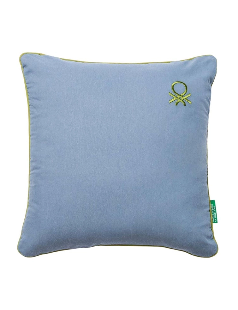 Benetton - Almofada 45x45cm 300gr 100% algodão em azul escuro e logo verde