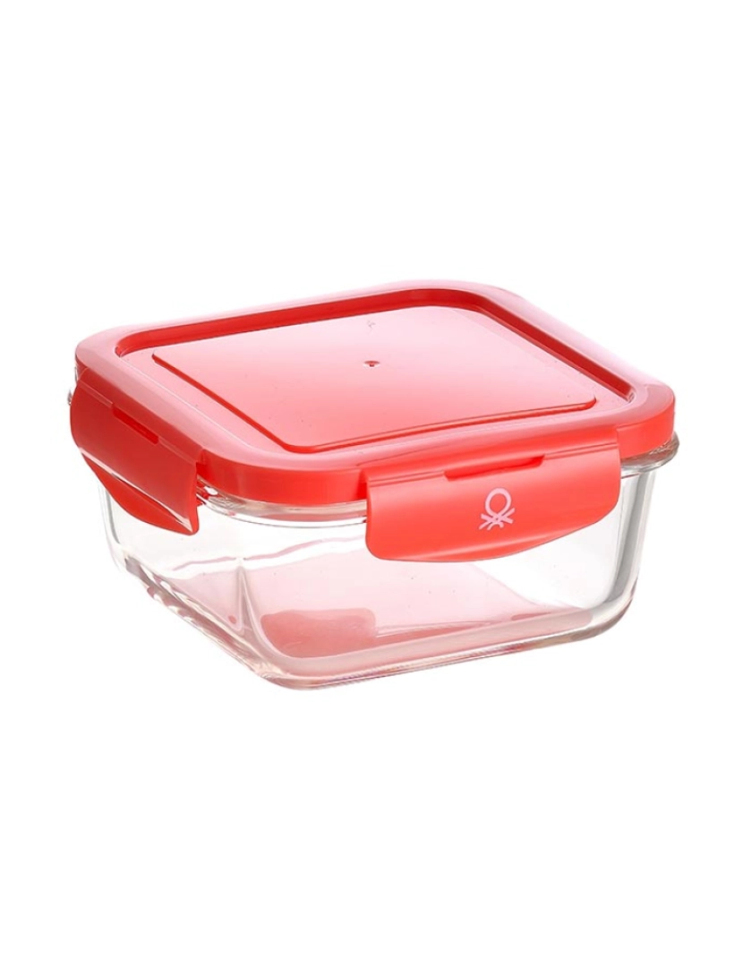 Benetton - Tampa hermética quadrada de borosilicato 340ml vermelho arco-íris be