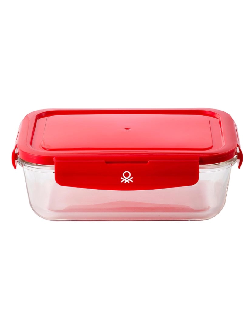 Benetton - Tampa hermética retangular de 840ml em borosilicato vermelho arco-íris