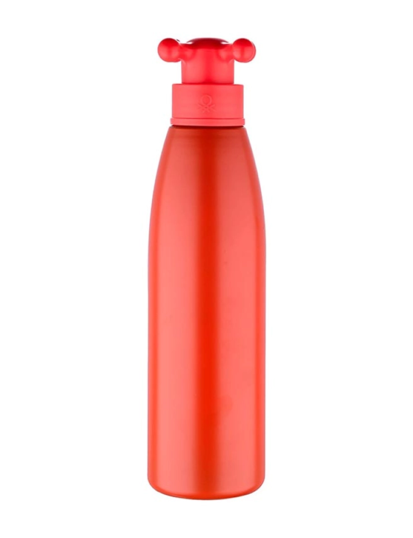 Benetton - Garrafa de água de parede simples de 750ml com tampa de torneira em aço inoxidável vermelho.