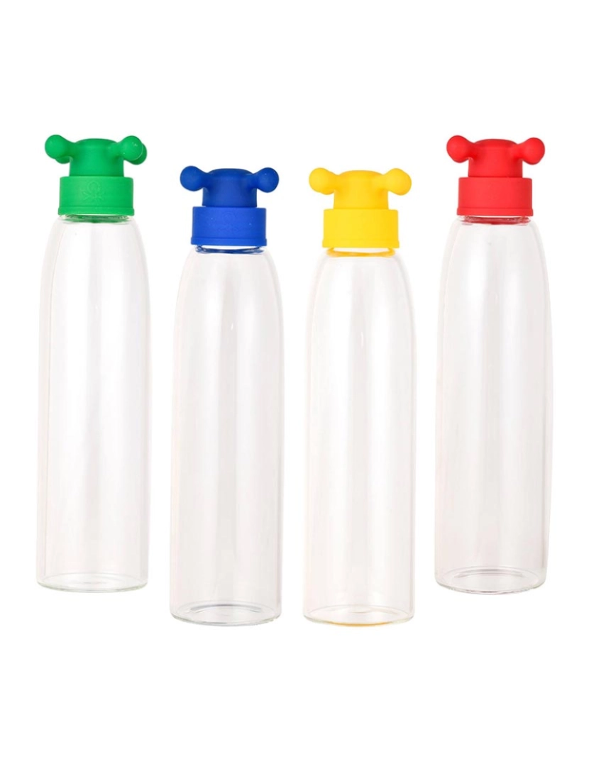 Benetton - Conjunto de 4 garrafas de água arco-íris de 500ml nas cores azul, vermelho, amarelo e verde