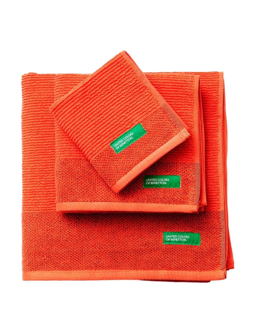 Benetton - Conjunto de toalhas de banho 3 peças (vaidade 30x50cm + mãos 50x90cm + banho 70x140cm) 450gsm 100% algodão vermelho 'arco-íris'