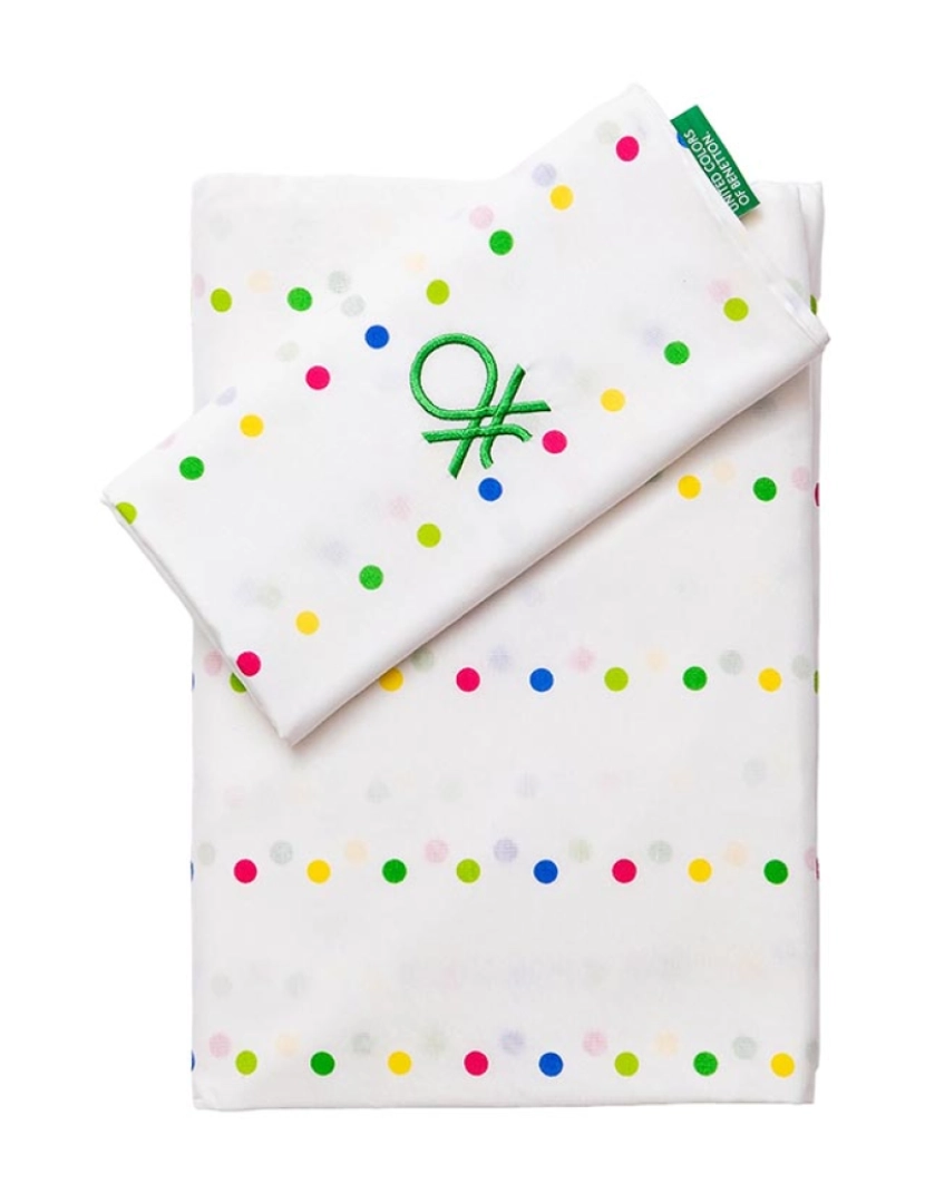 Benetton - Conjunto de cama 4 peças (lençol de baixo 160x200+30cm + lençol plano 240x240cm + fronhas 45x90cm (x2)) rainbow Benetton 70% algodão + 30% poliéster