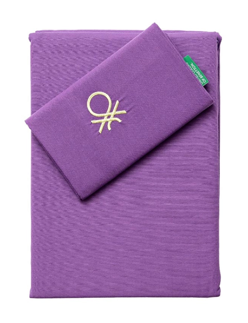 Benetton - Conjunto de cama 2 peças (capa de edredão 150x220cm + fronha 63x63cm) arco-íris verde e roxo Benetton 70% algodão + 30% poliéster