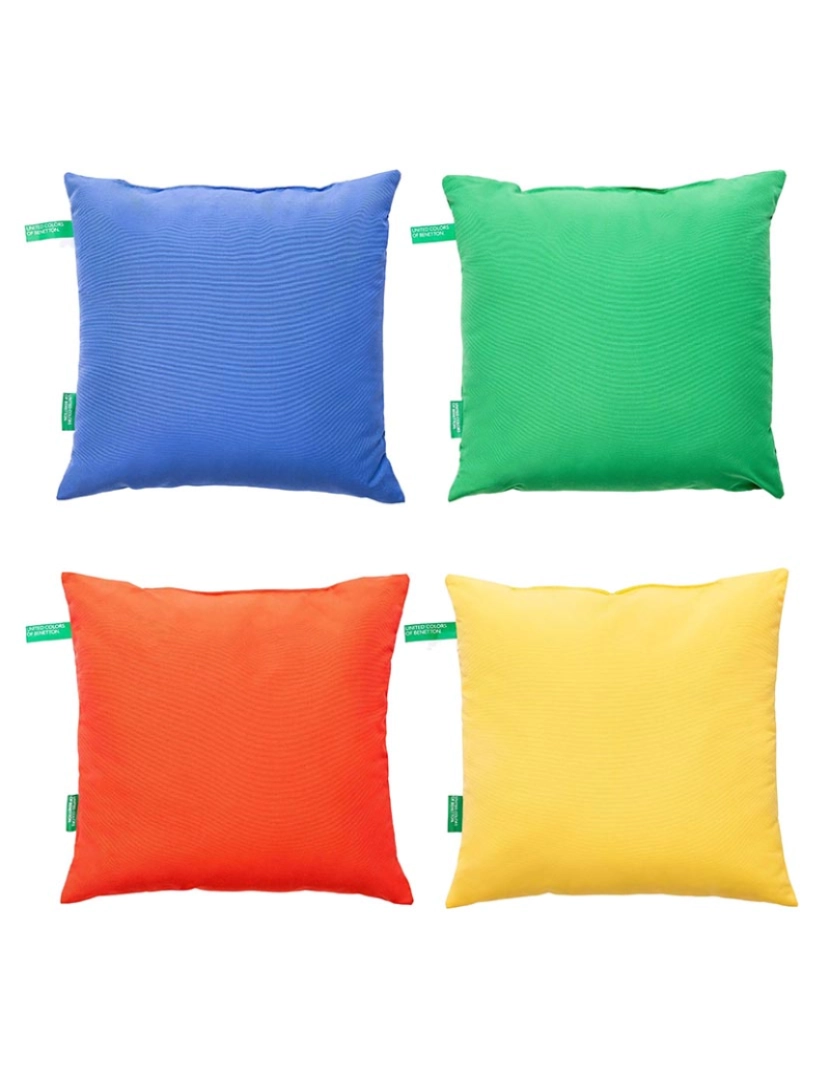 Benetton - Conjunto de 4 almofadas 45x45cm (1 vermelha + 1 amarela + 1 verde + 1 azul) 200gsm